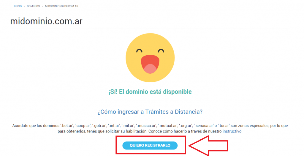 dominio .ar registrar dominio en Nic