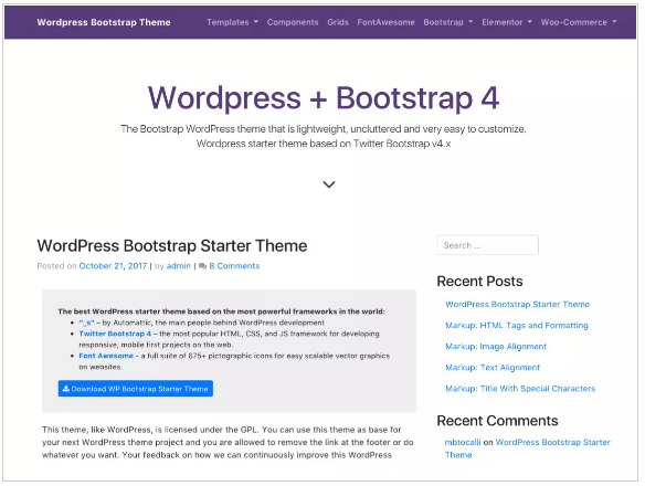 plantillas wordpress bootstrap starter