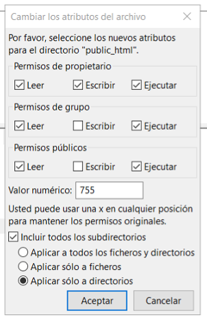 hosting permisos ftp 403 forbidden