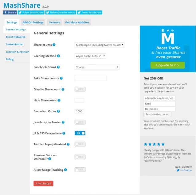 mashshare redes sociales compartir plugin wordpress