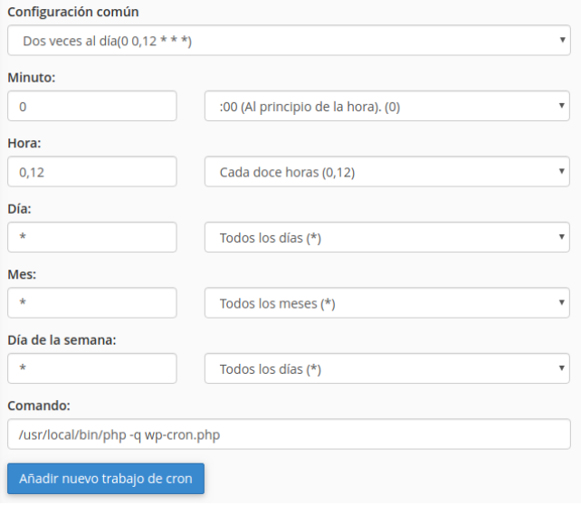 crear tarea cron cpanel