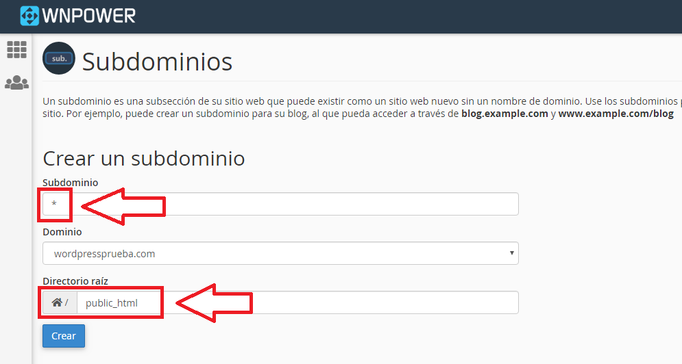 crear subdominio wordpress multisite hosting