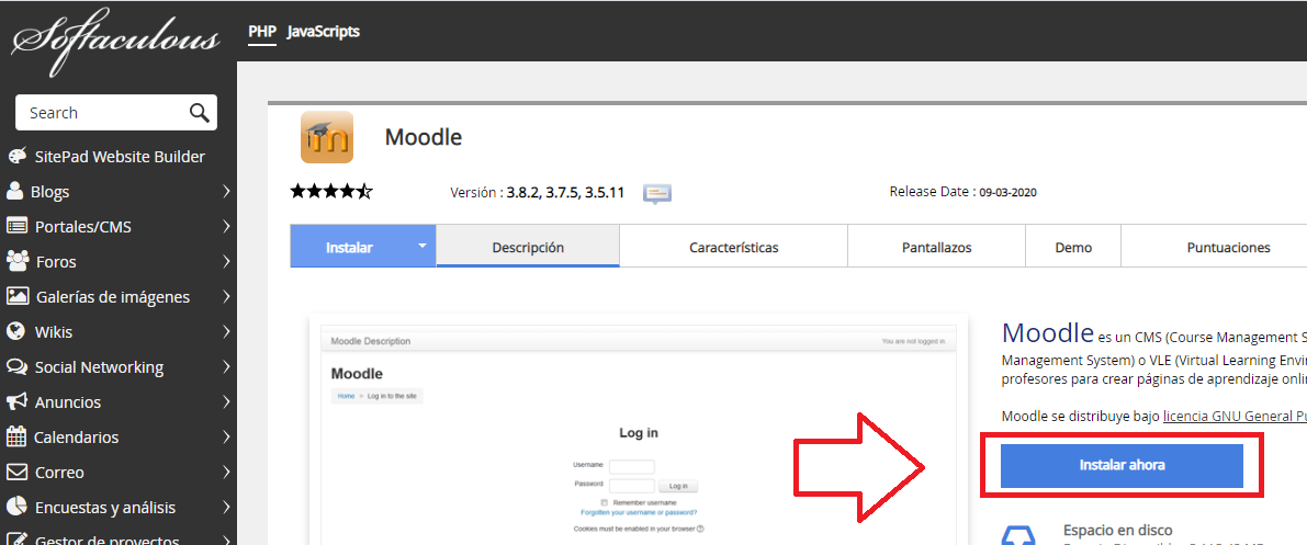 instalar moodle instalar ahora