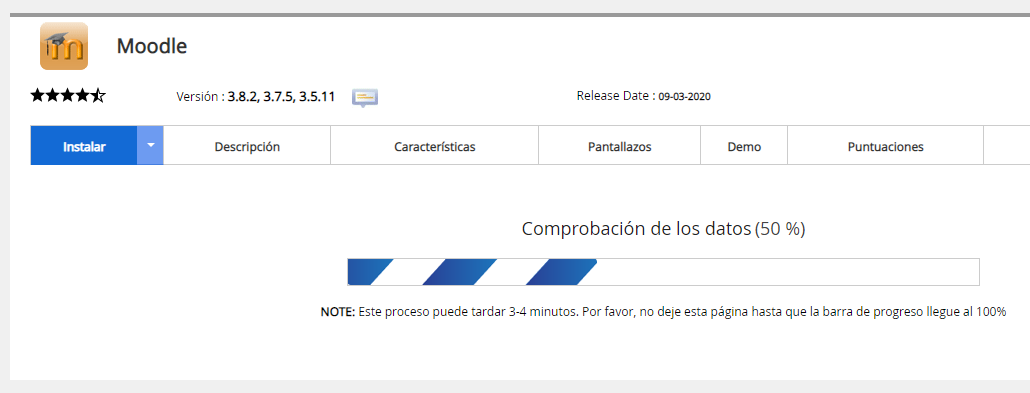 progreso instalación moodle hosting web que es instalar