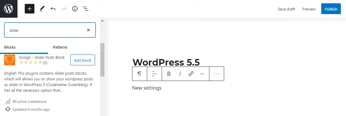 wordpress 5.5 galeria bloques
