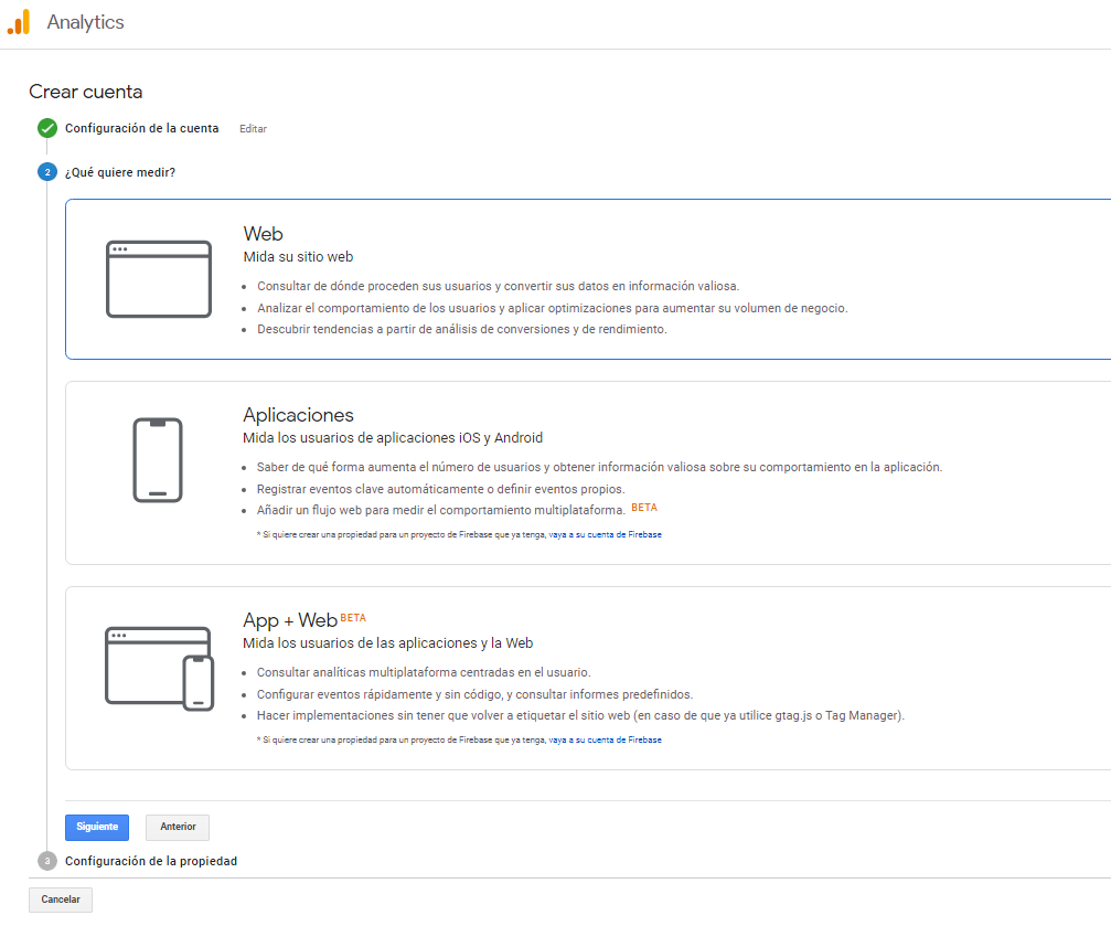 google analytics crear cuenta instrucciones 2