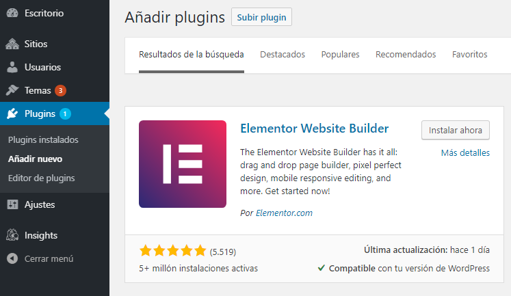 elementor captura wordpress constructor web builder