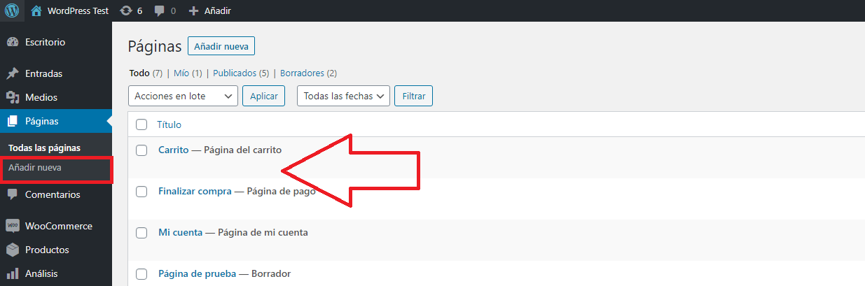 wordpress recuperar entrada pagina añadir nueva