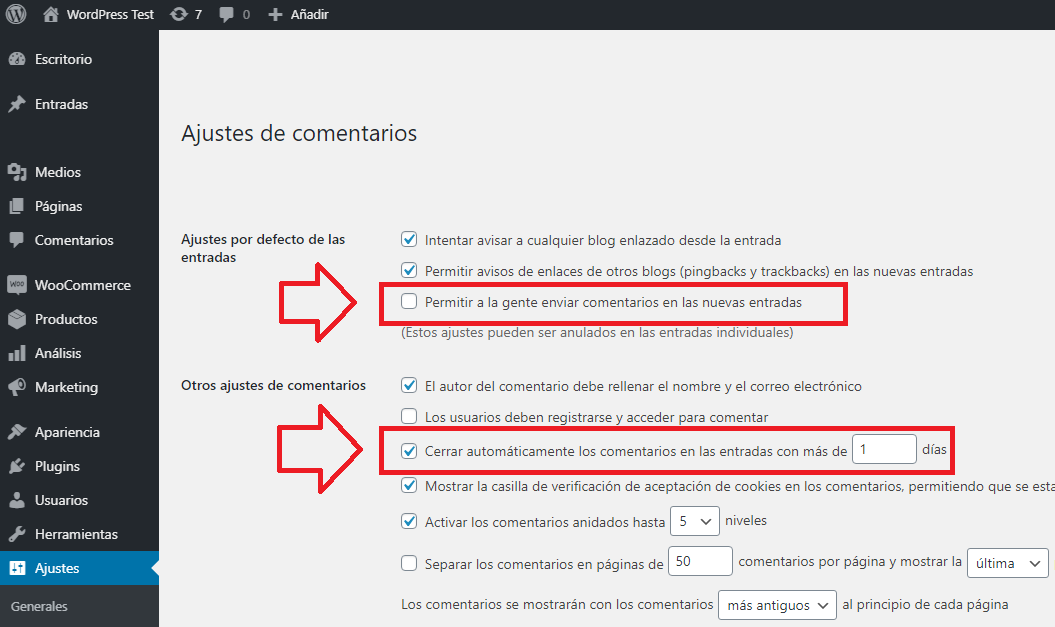 desactivar comentarios wordpress