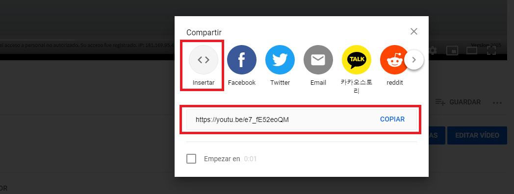 subir video youtube hosting opciones compartir codigo wordpress