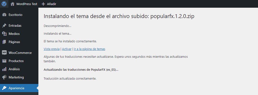 wordpress subir tema