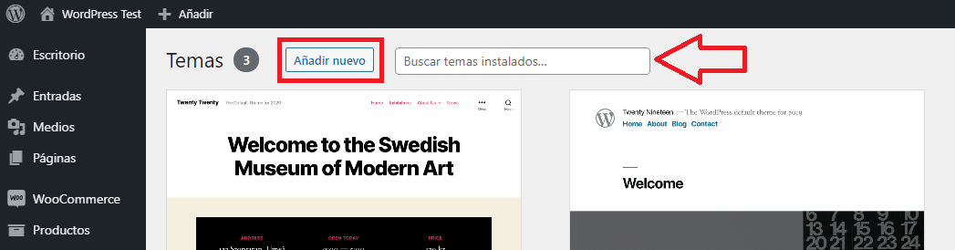 añadir nuevo tema wordpress