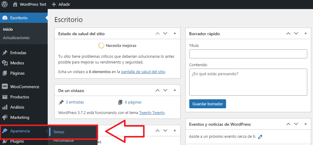 wordpress cambiar tema