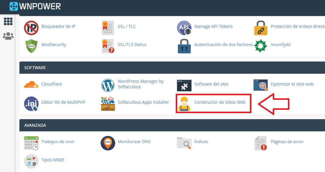 alternativa a wix mudar atajo cpanel importar wnpower