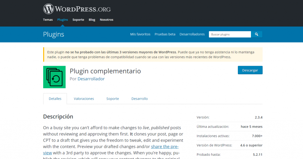 conviene o no instalar plugin no probado en versiones de wordpress