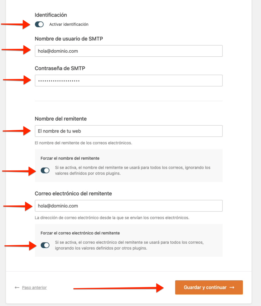 wordpress no envía correos smtp web