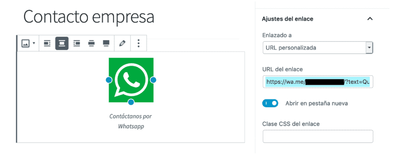 insertar enlace wordpress whatsapp