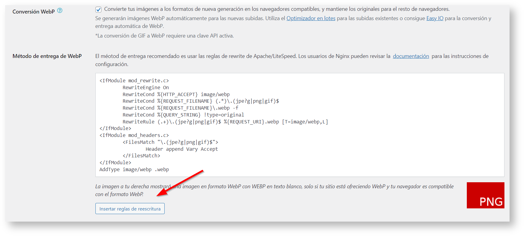 webp imagenes en wordpress paso 4 rewrite