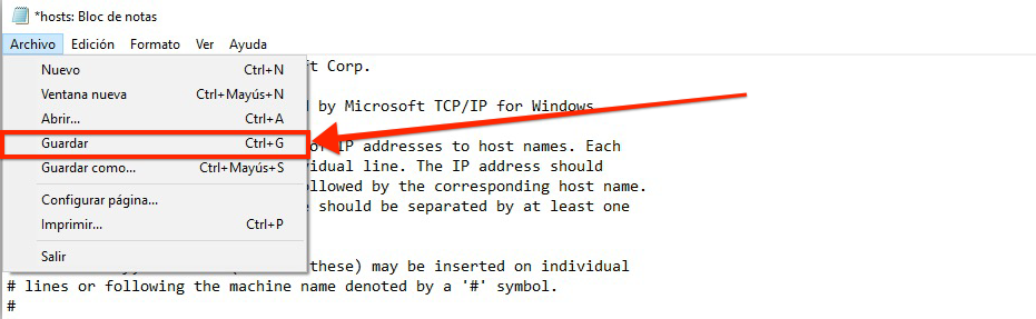 como editar archivo hosts