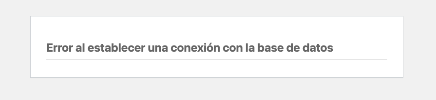 Error de conexión con base de datos de WordPress