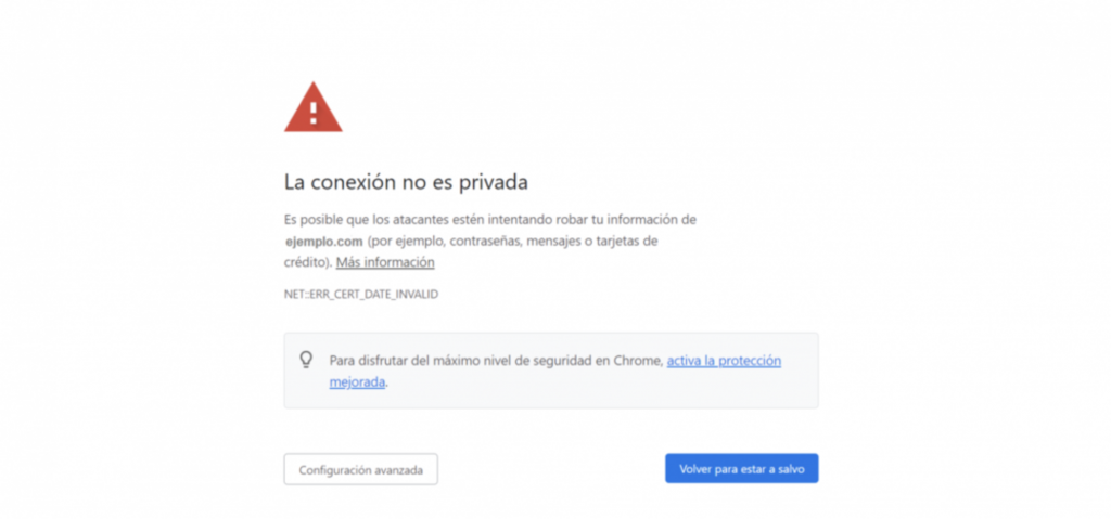 La conexión no es privada en Google Chrome