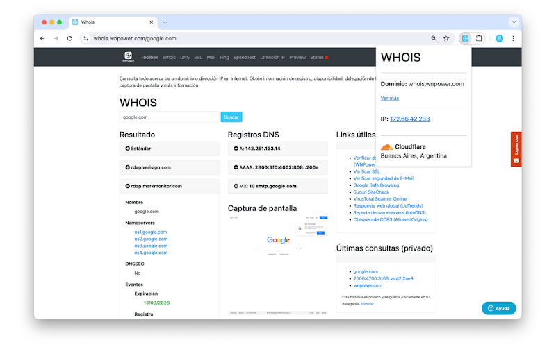 extension gratis para whois de google chrome