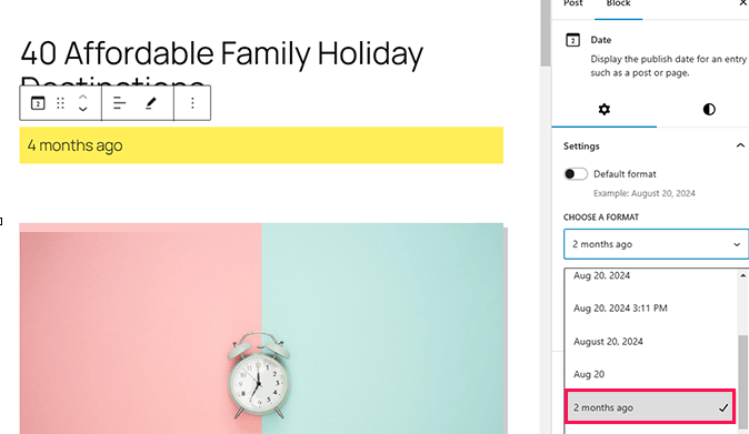 WordPress 6.7 human diff fechas