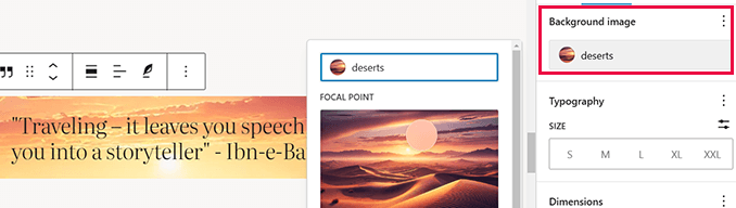Fondo bloque citas WordPress 6.7