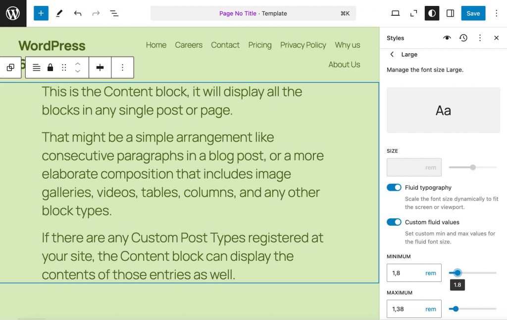 Presets de tipografía WordPress 6.7