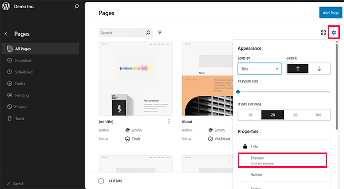 Novedades WordPress 68 vista de datos