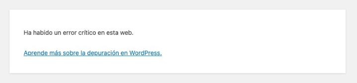 WordPress Ha Habido un Error Crítico en Tu Web como se ve por el visitante