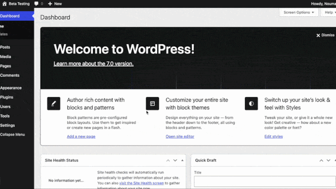 Novedades WordPress 7: el nuevo panel de administración